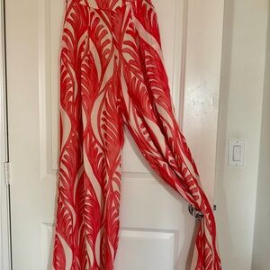 Allison New York Red Leaf Patterned Women's Wide Leg Pants